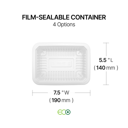 7.5"X5.5" Film-Sealable Container (4 Options)