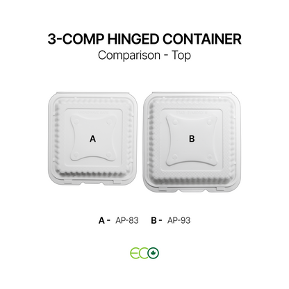 AP 3-Comp Hinged Container (8" / 9")