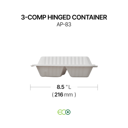 AP 3-Comp Hinged Container (8" / 9")