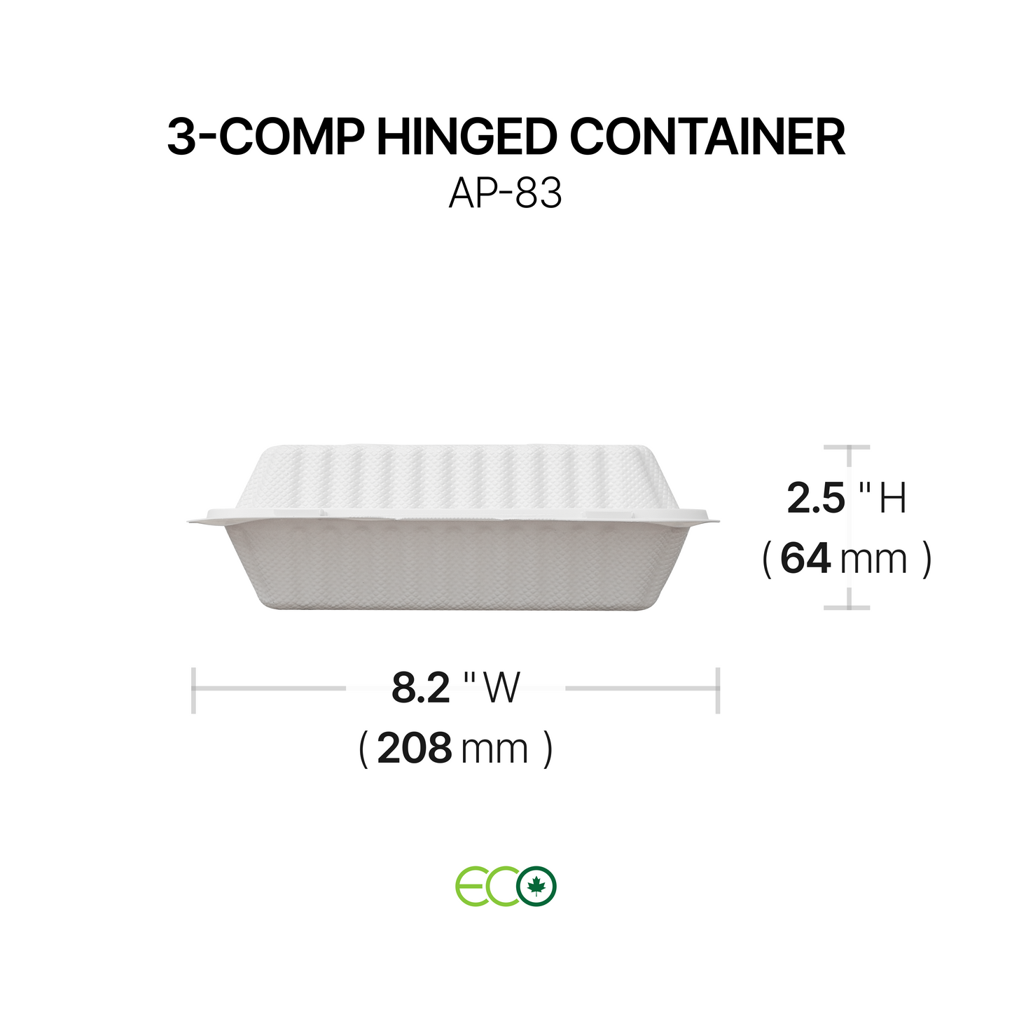 AP 3-Comp Hinged Container (8" / 9")