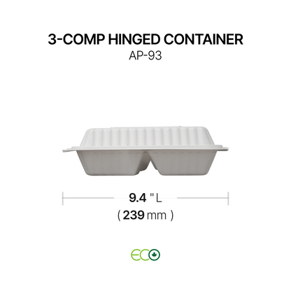 AP 3-Comp Hinged Container (8" / 9")