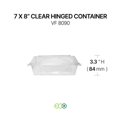7X8" Clear Hinged Container (3 Sizes)