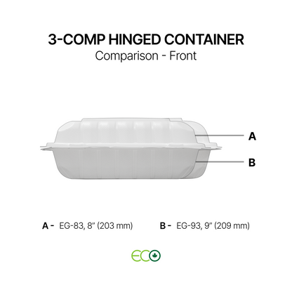 EG 3-Comp PP Hinged Container (8" / 9")