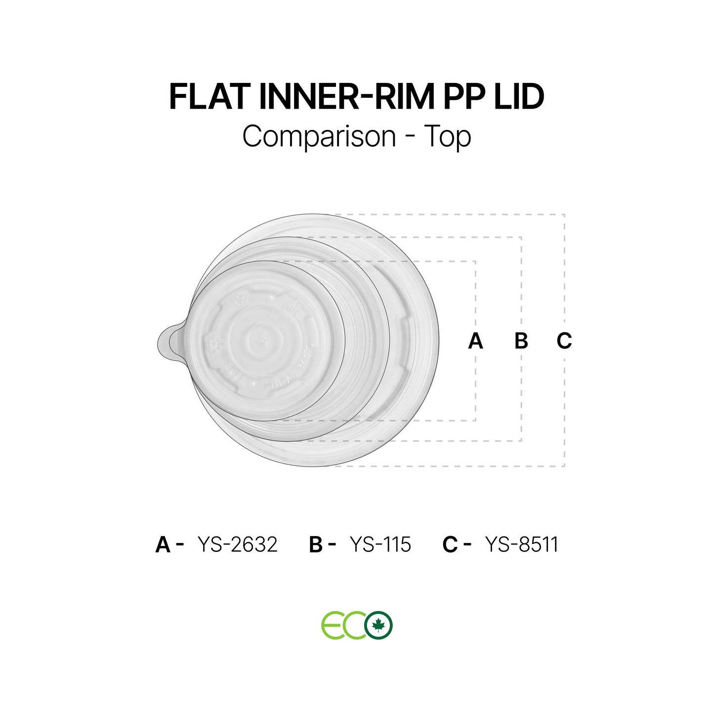 YS Flat Inner-Rim PP Lid for Soup Bowls (3 Sizes)