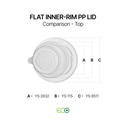 YS Flat Inner-Rim PP Lid for Soup Bowls (3 Sizes)