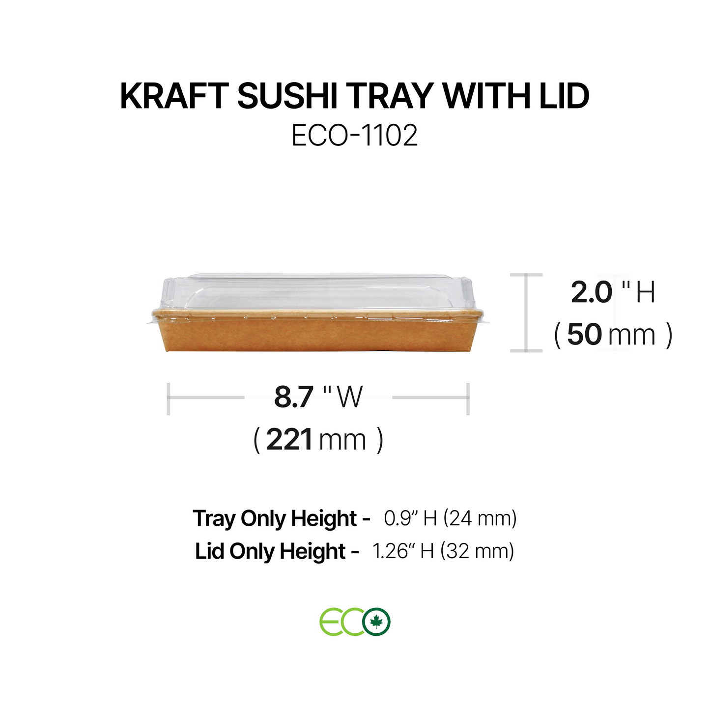 Kraft Sushi Tray with Lid (7 Sizes)