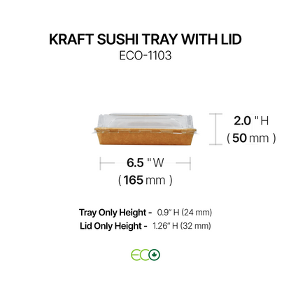 Kraft Sushi Tray with Lid (7 Sizes)