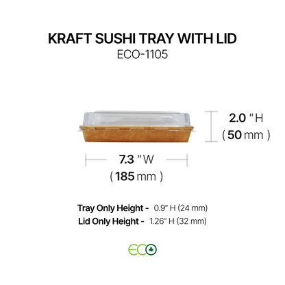 Kraft Sushi Tray with Lid (7 Sizes)