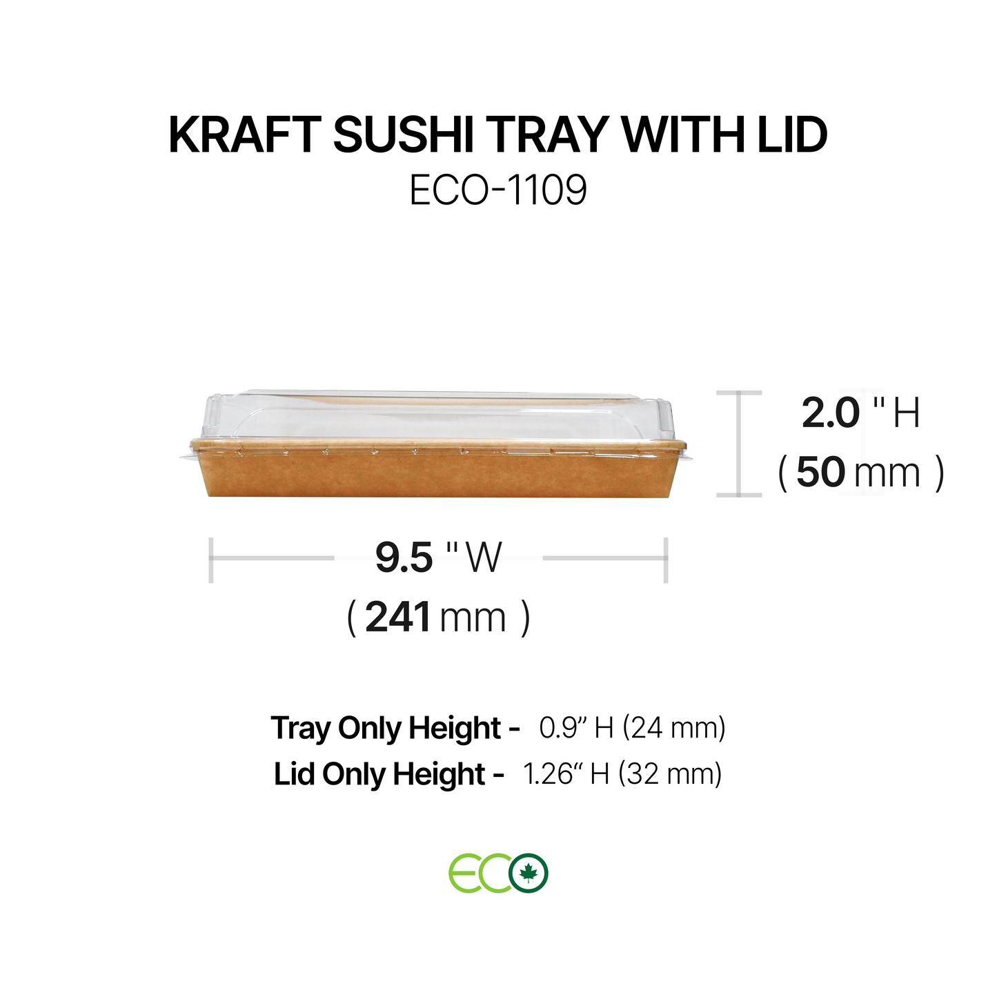 Kraft Sushi Tray with Lid (7 Sizes)