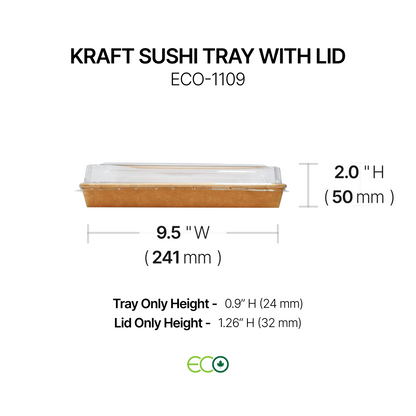 Kraft Sushi Tray with Lid (7 Sizes)