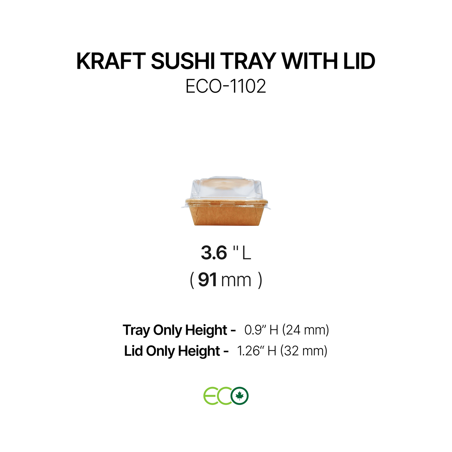 Kraft Sushi Tray with Lid (7 Sizes)