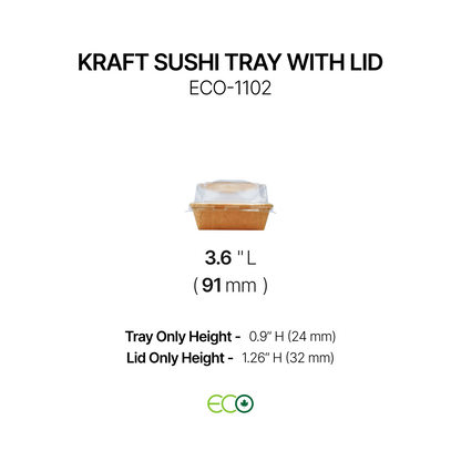 Kraft Sushi Tray with Lid (7 Sizes)