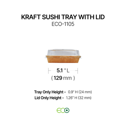 Kraft Sushi Tray with Lid (7 Sizes)
